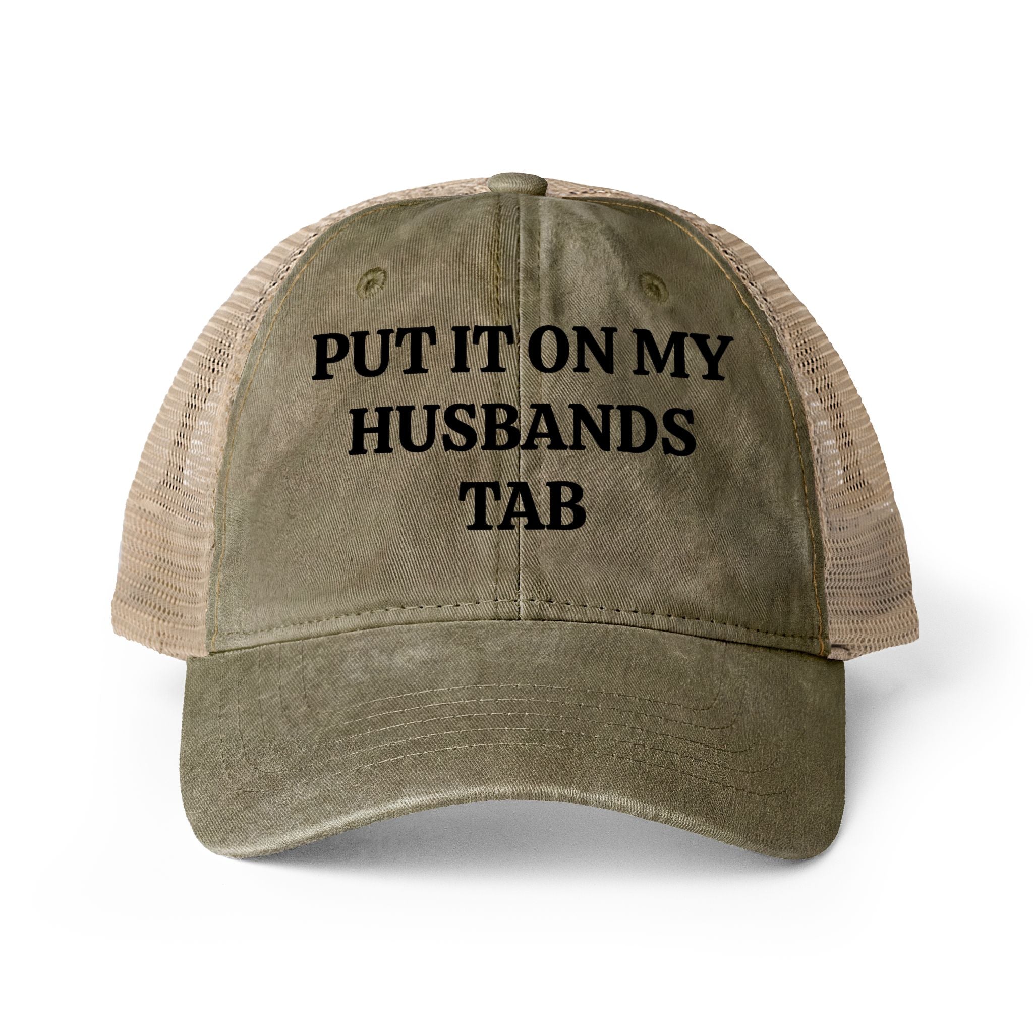 Women's Washed Mesh-Back Cap “Put it on my husbands tab”