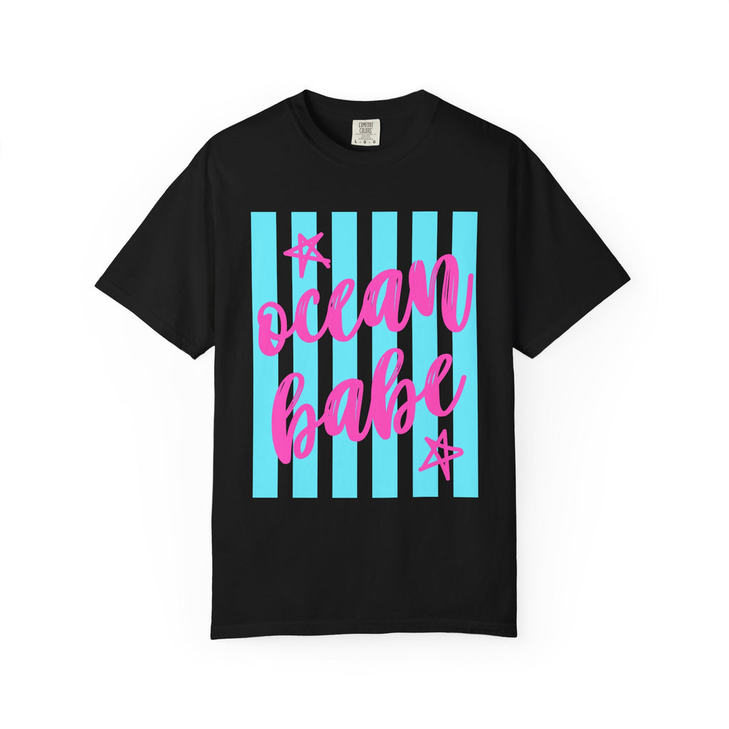 Ocean Babe T-Shirt — Retro Striped Beach Graphic Tee