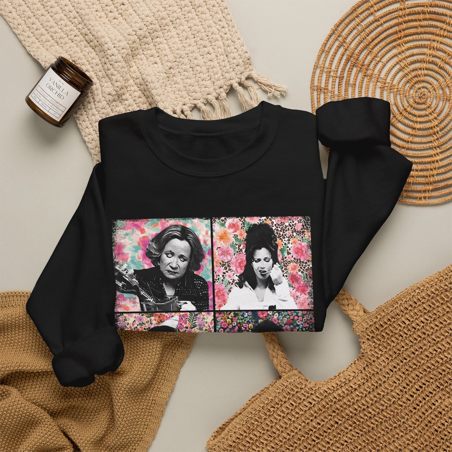 Mom Vibes Crewneck Sweatshirt — Retro Floral Mom Graphic Pullover