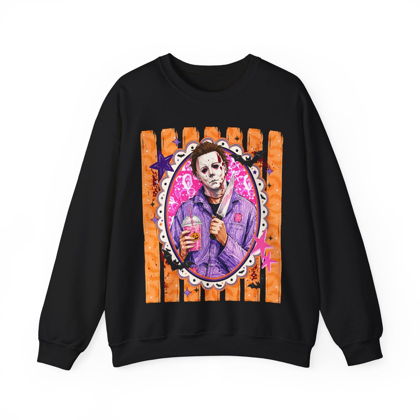 Horror Portrait Crewneck Sweatshirt — Retro Masked Slasher Design