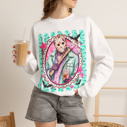 Crewneck Sweatshirt — Retro Jason Voorhees Portrait Graphic