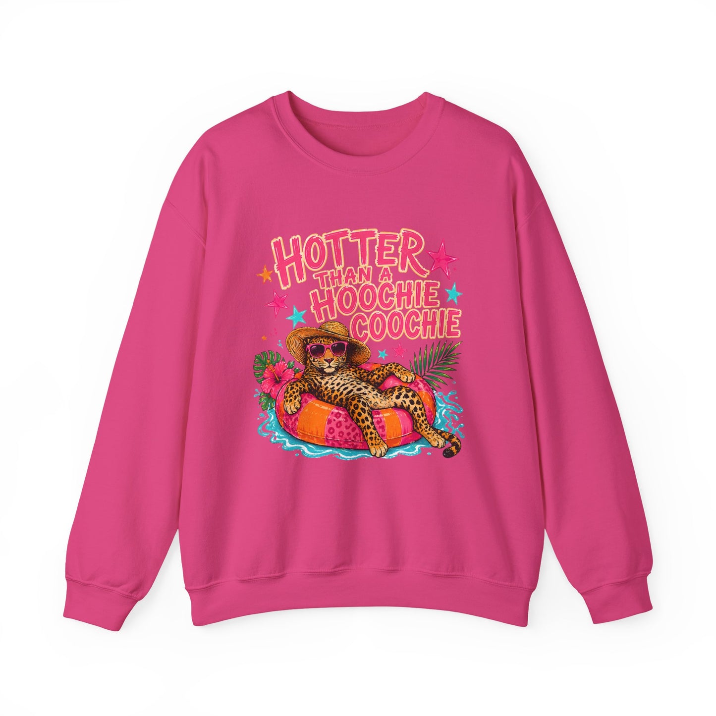 Sweatshirt - "Hotter Than a Hoochie Coochie" Leopard Pool Float Crewneck