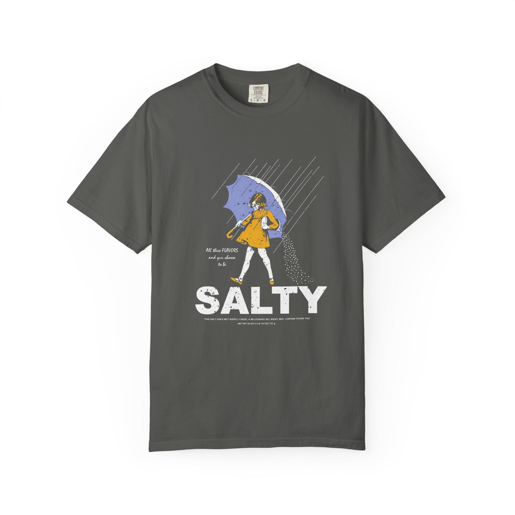 Salty Rain Graphic T-Shirt — Retro Girl with Umbrella