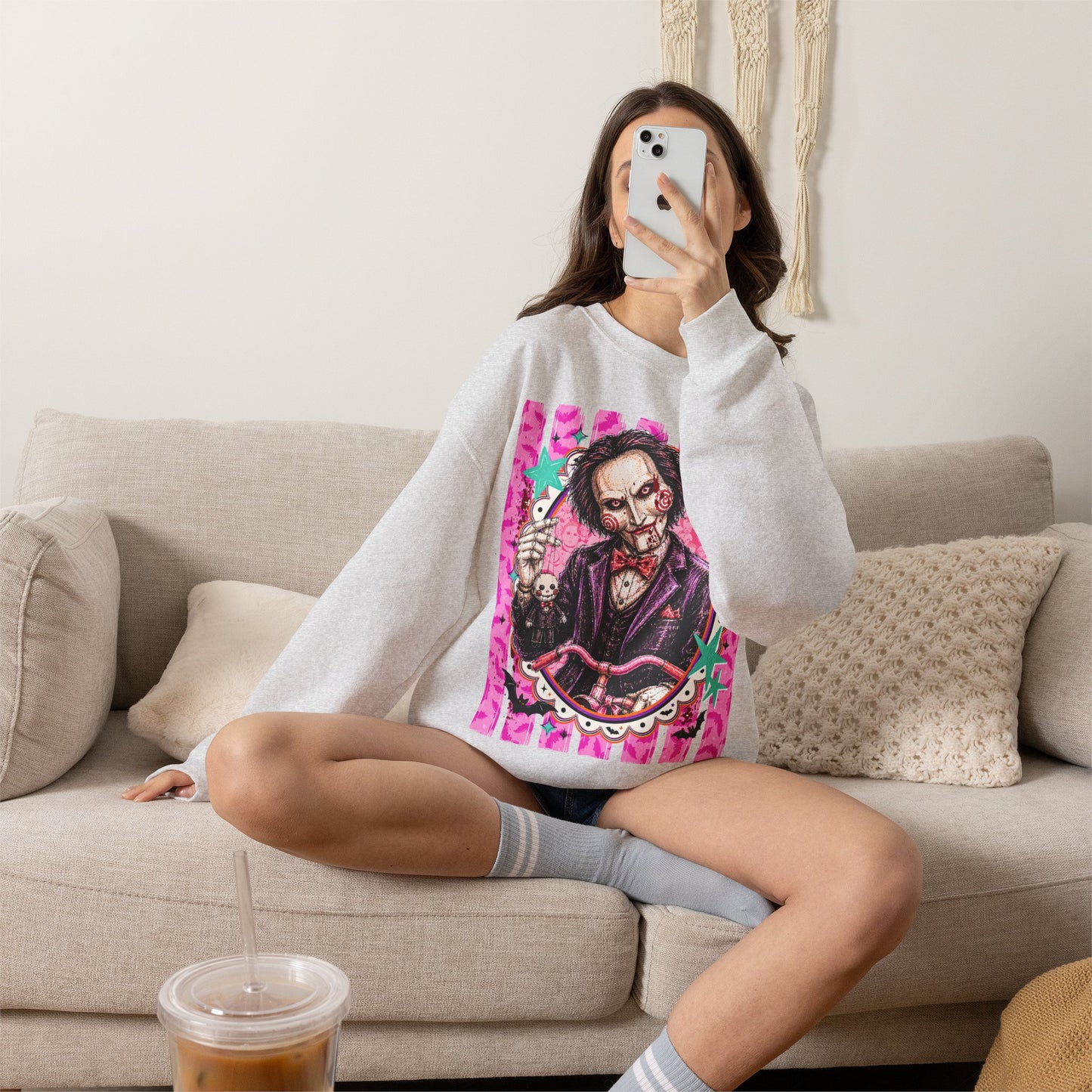 Horror Puppet Portrait Crewneck Sweatshirt