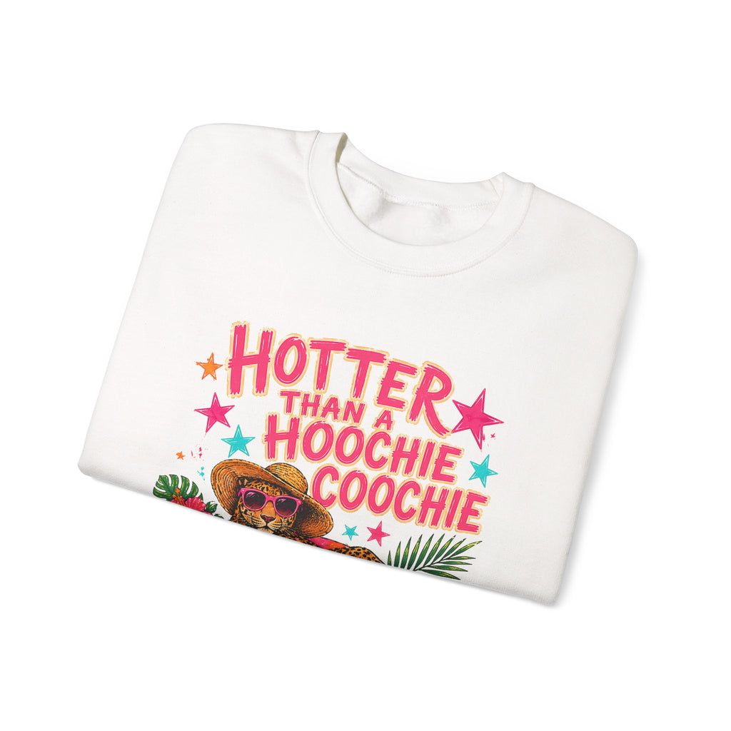 Sweatshirt - "Hotter Than a Hoochie Coochie" Leopard Pool Float Crewneck