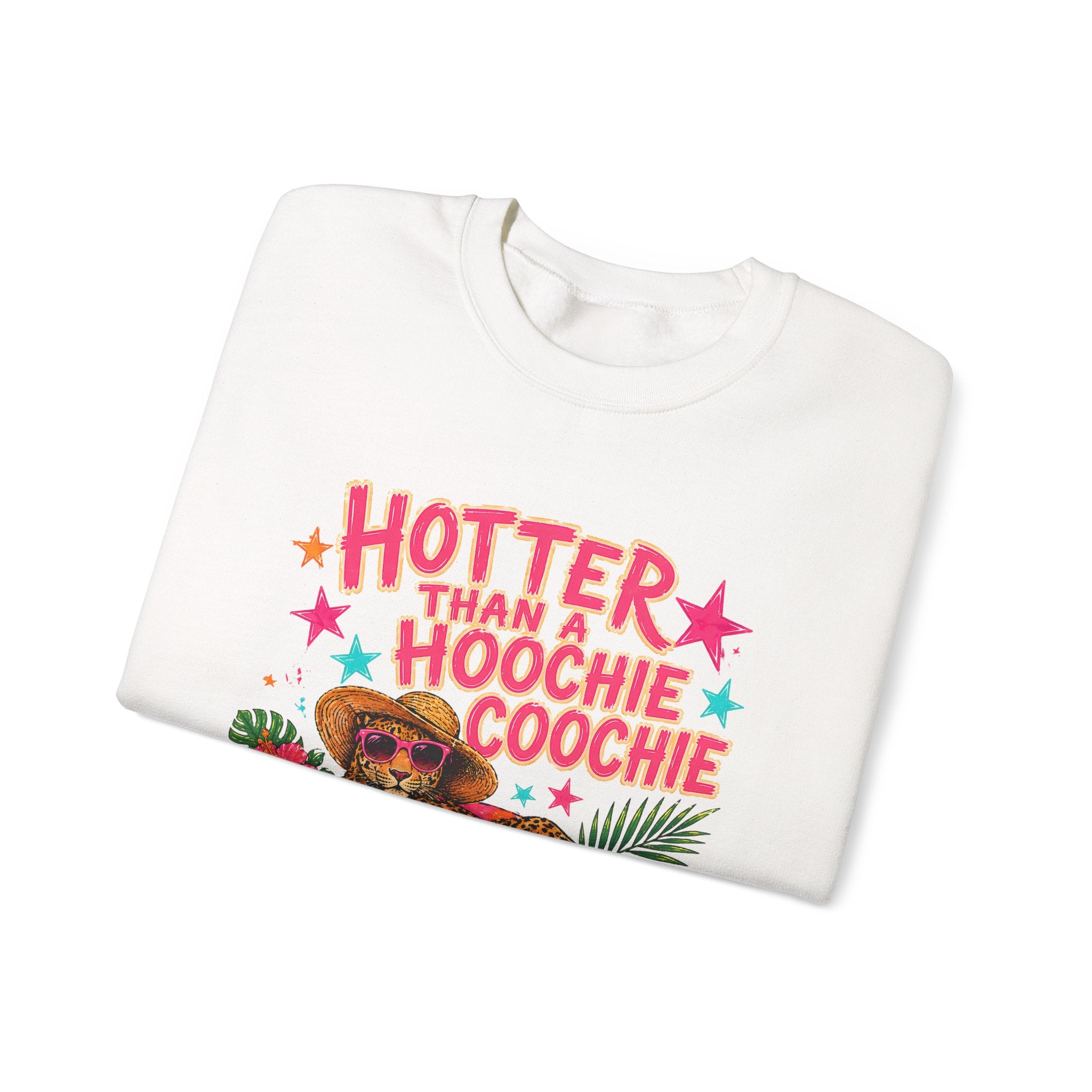 Sweatshirt - "Hotter Than a Hoochie Coochie" Leopard Pool Float Crewneck