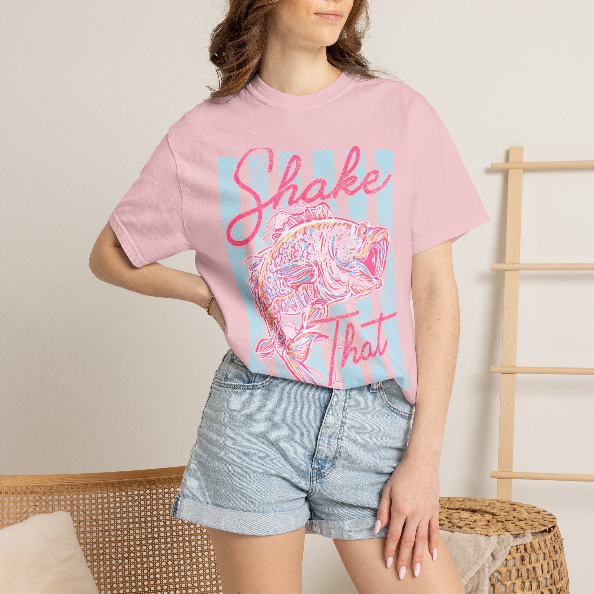 Shake That Fish T-Shirt — Retro Pastel Fishing Graphic Tee