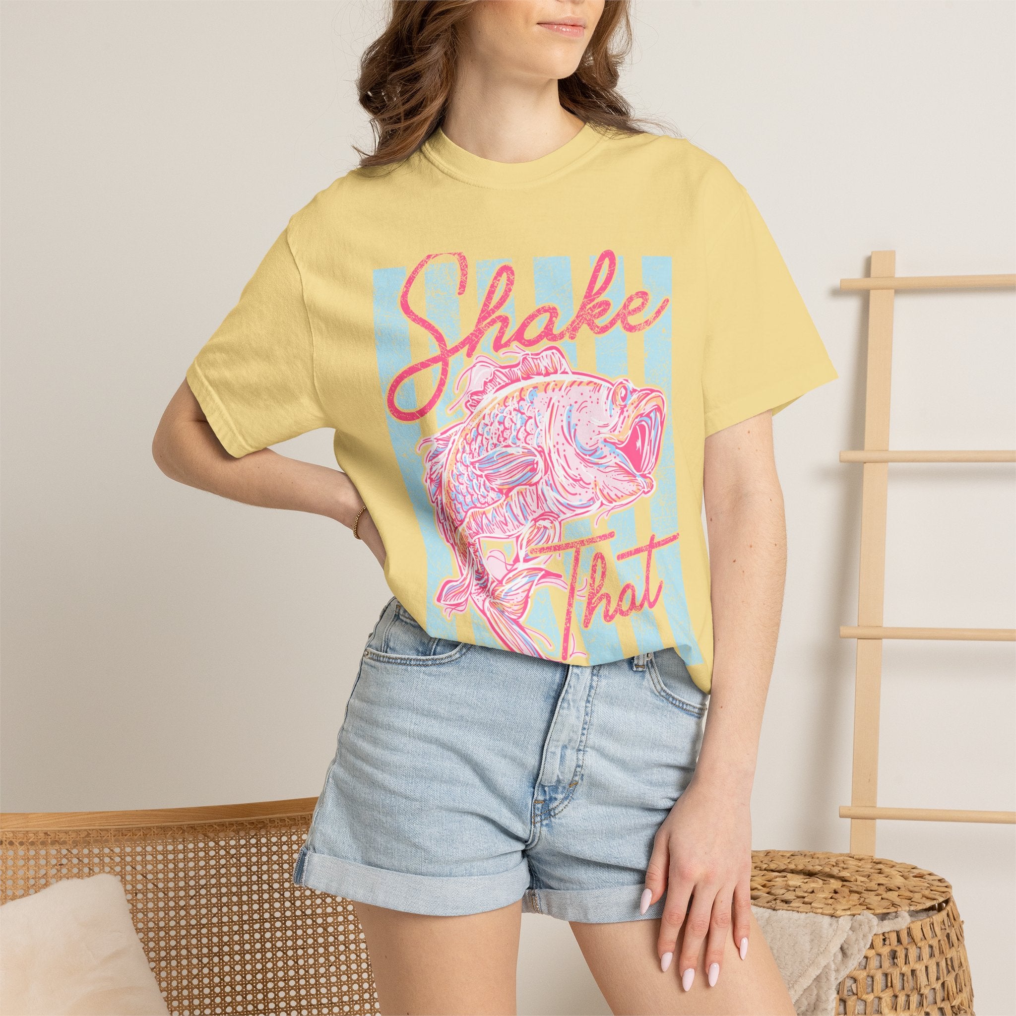Shake That Fish T-Shirt — Retro Pastel Fishing Graphic Tee