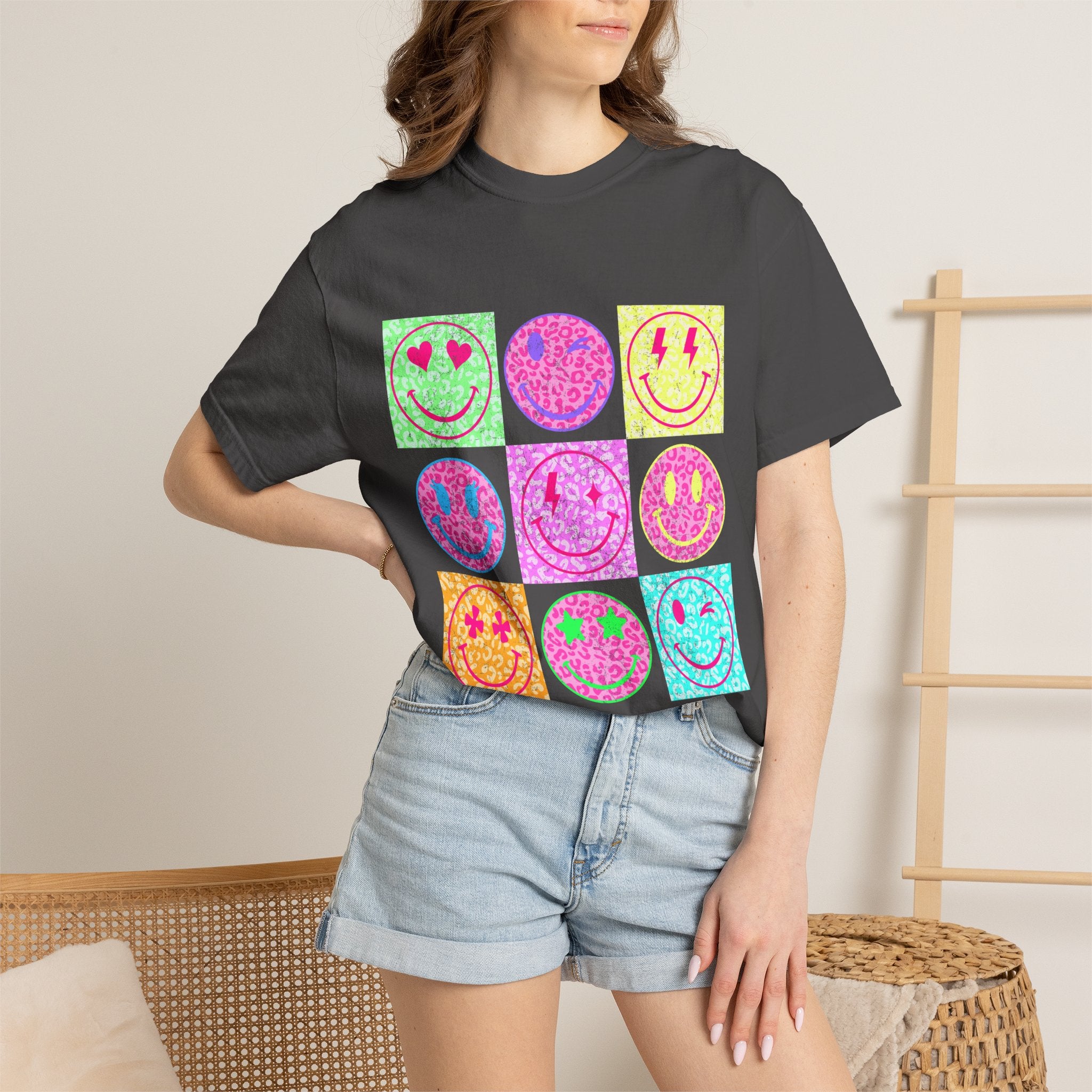 Neon Retro Happy Face T-Shirt
