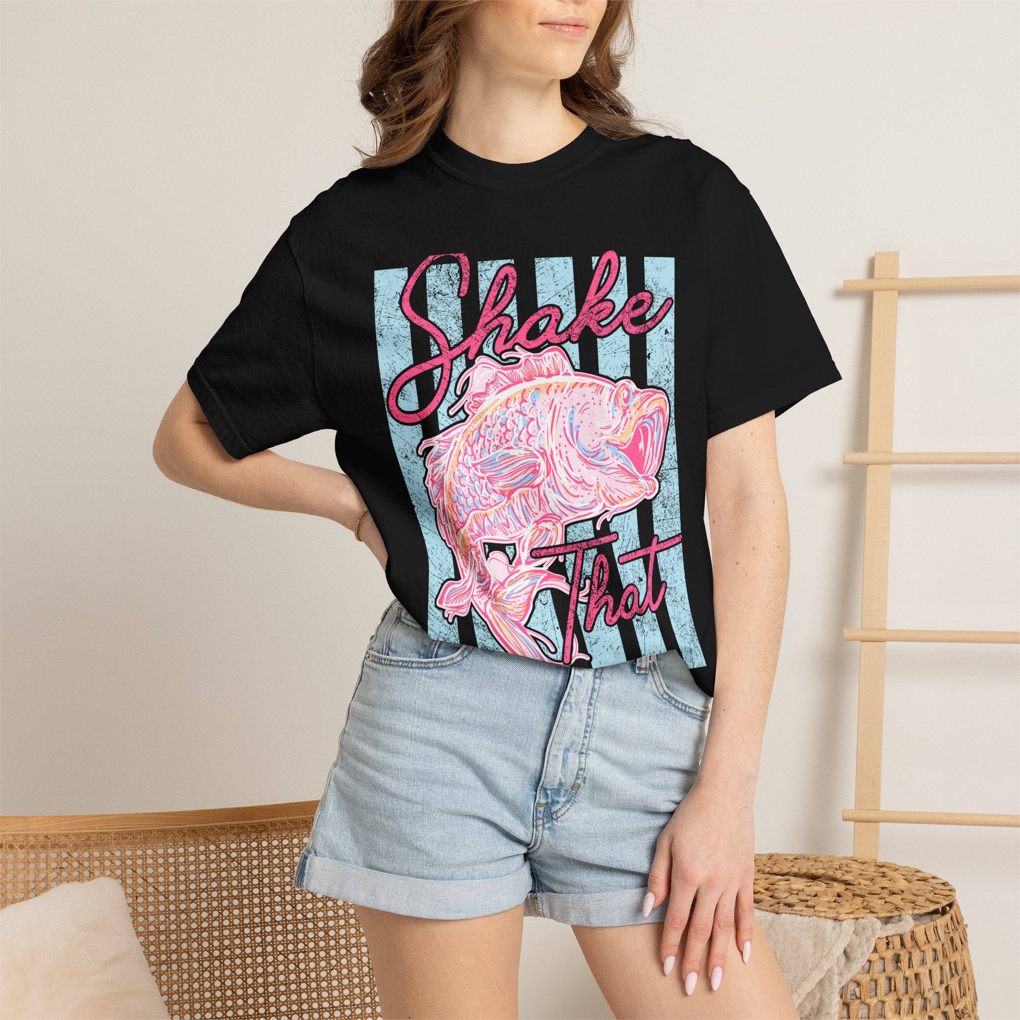 Shake That Fish T-Shirt — Retro Pastel Fishing Graphic Tee
