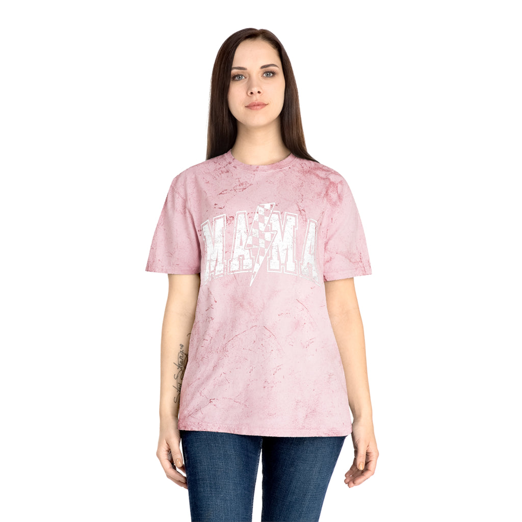 Mama Tie-Dye Tee — Vintage Lightning Graphic Mom Shirt