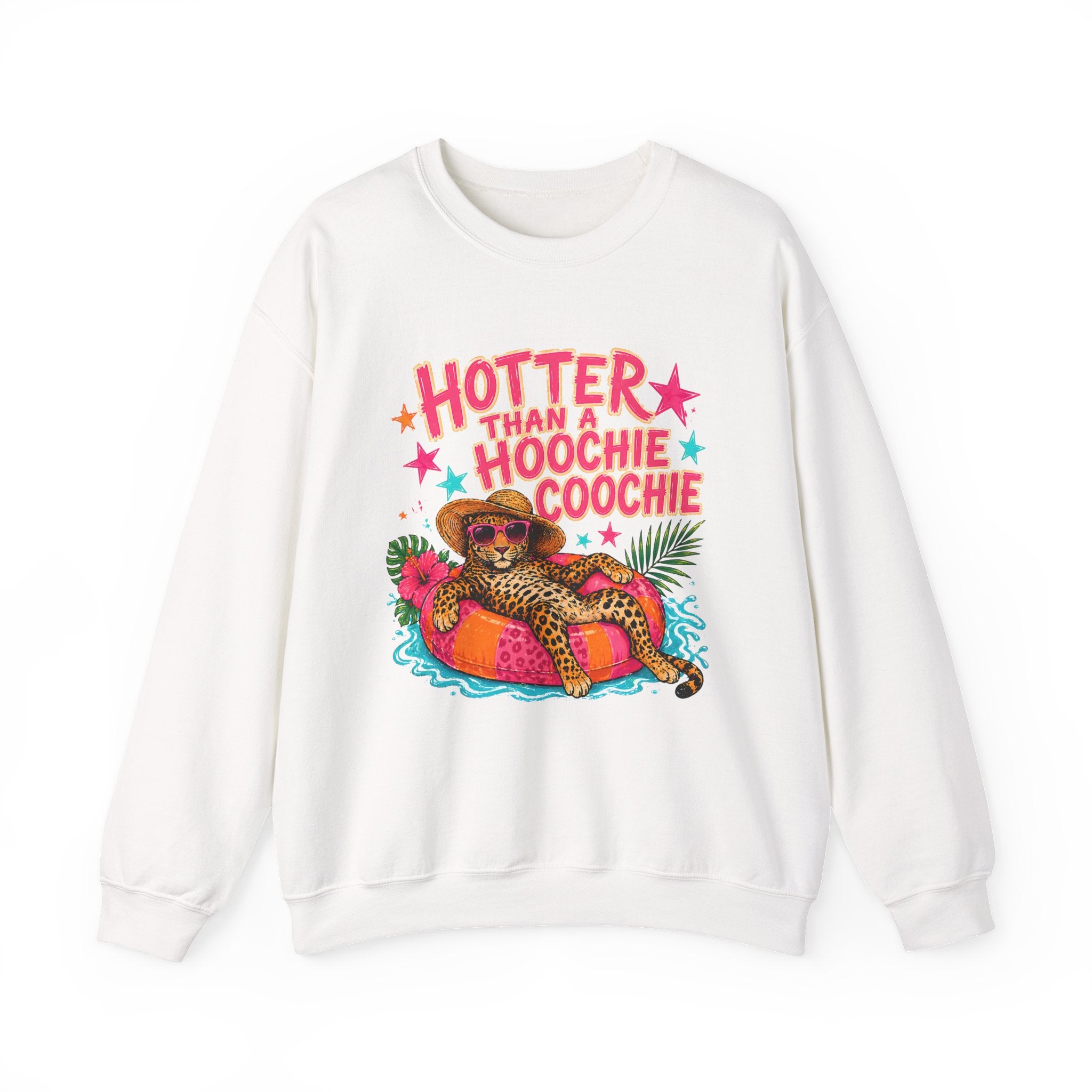 Sweatshirt - "Hotter Than a Hoochie Coochie" Leopard Pool Float Crewneck
