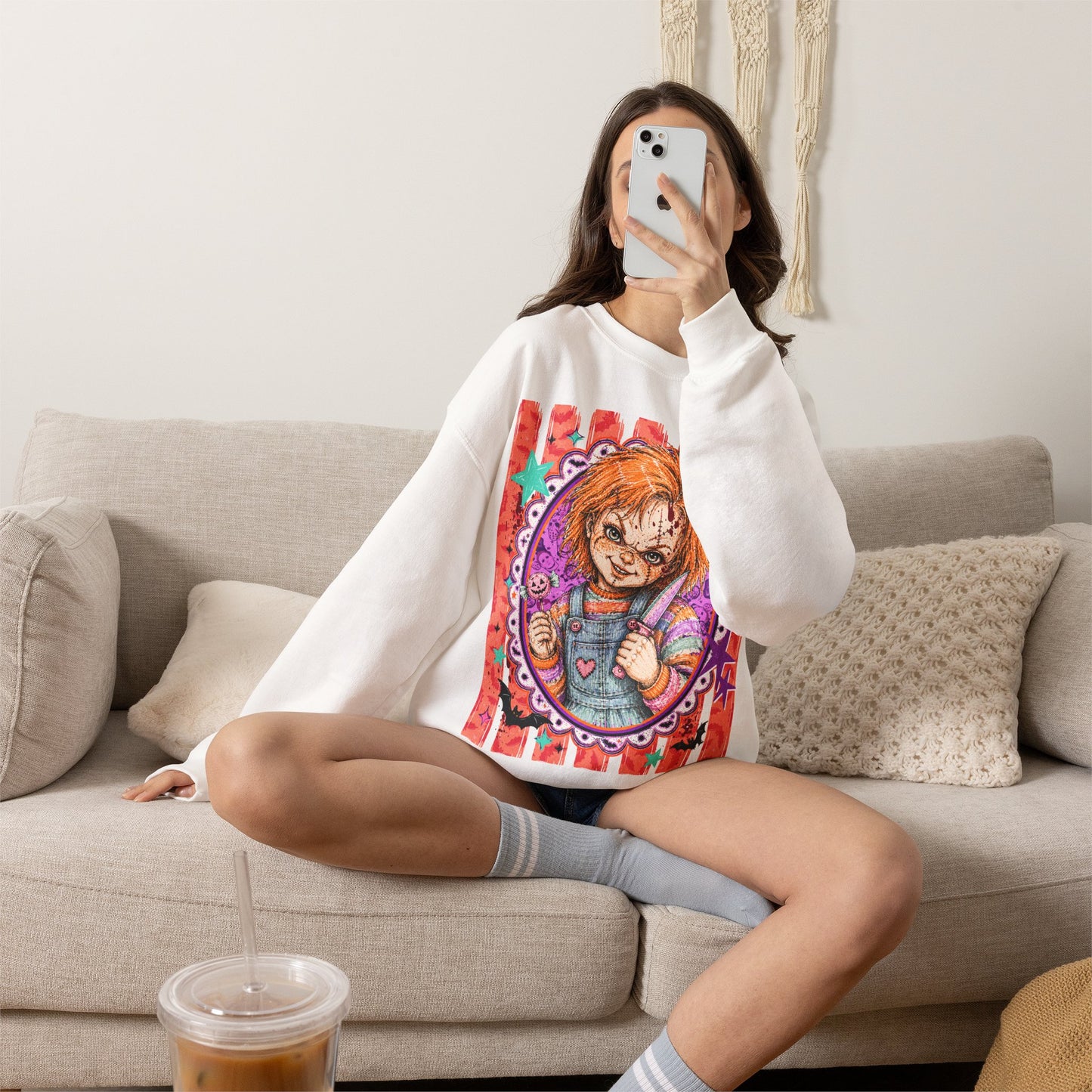 Chucky Horror Crewneck Sweatshirt — Retro Killer Doll Graphic