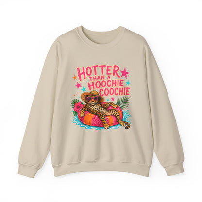 Sweatshirt - "Hotter Than a Hoochie Coochie" Leopard Pool Float Crewneck
