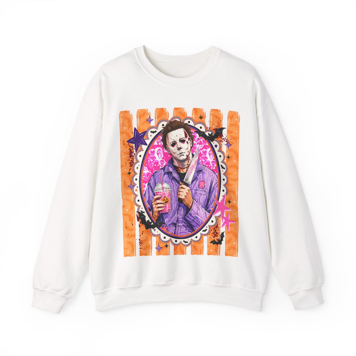 Horror Portrait Crewneck Sweatshirt — Retro Masked Slasher Design