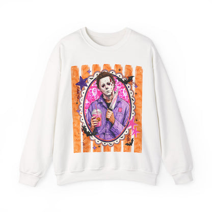 Horror Portrait Crewneck Sweatshirt — Retro Masked Slasher Design