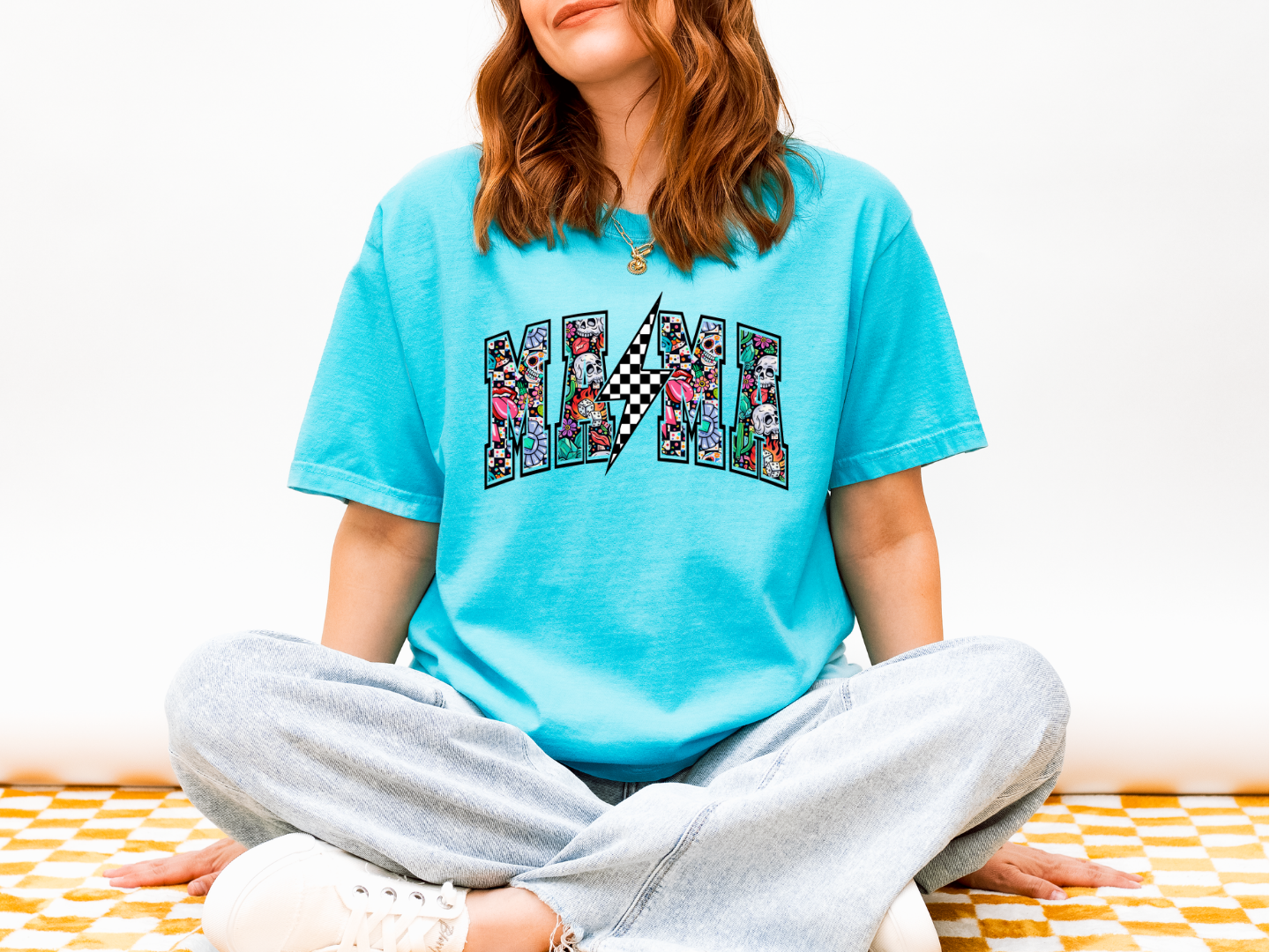Miami Floral Lightning T-Shirt — Checkered Bolt Graphic Tee