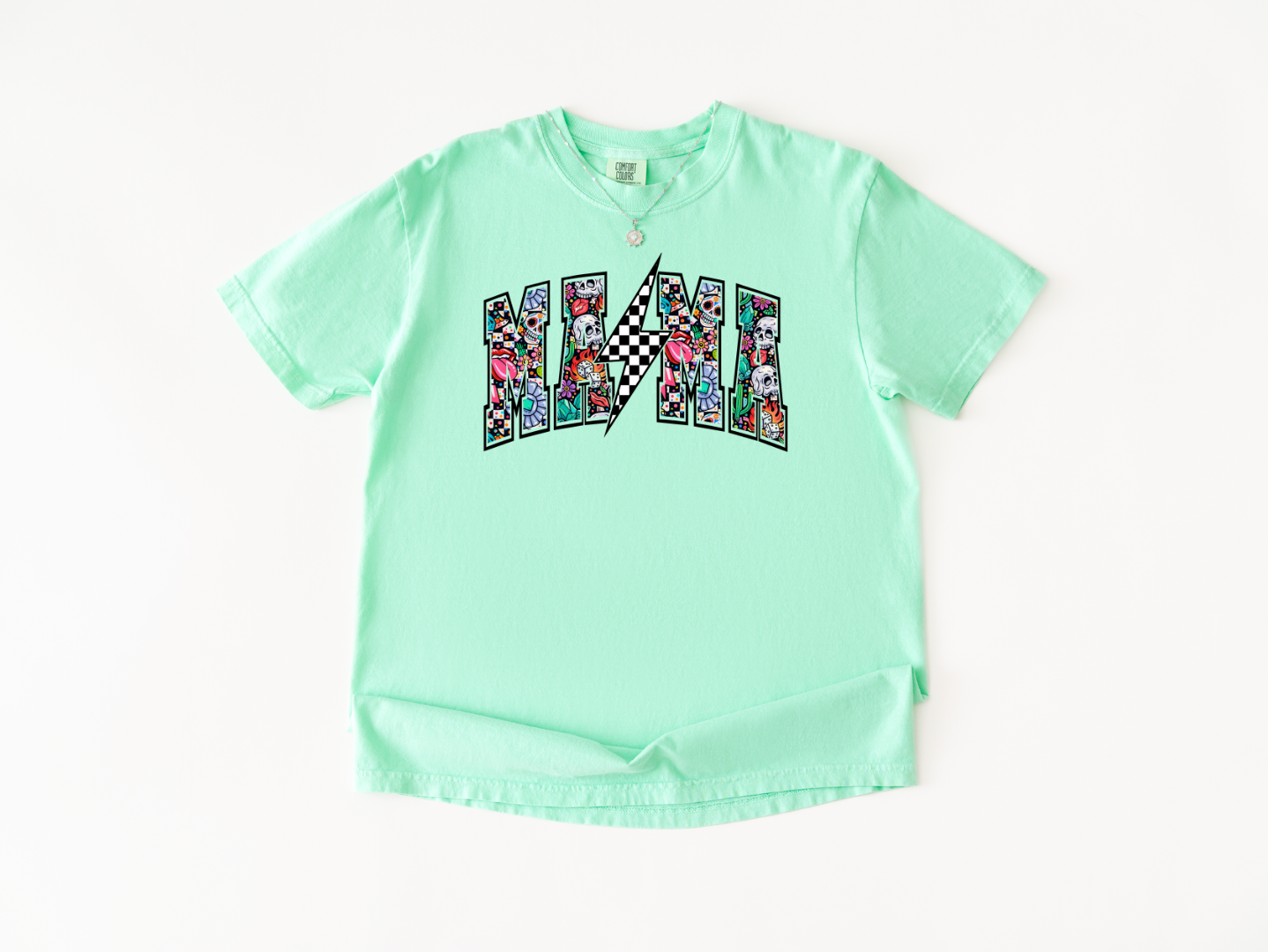 Miami Floral Lightning T-Shirt — Checkered Bolt Graphic Tee