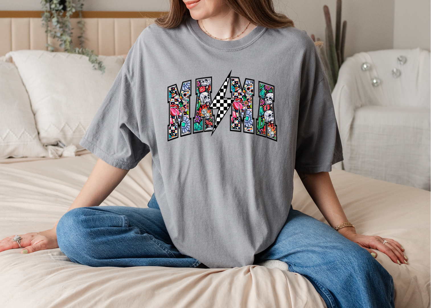 Miami Floral Lightning T-Shirt — Checkered Bolt Graphic Tee