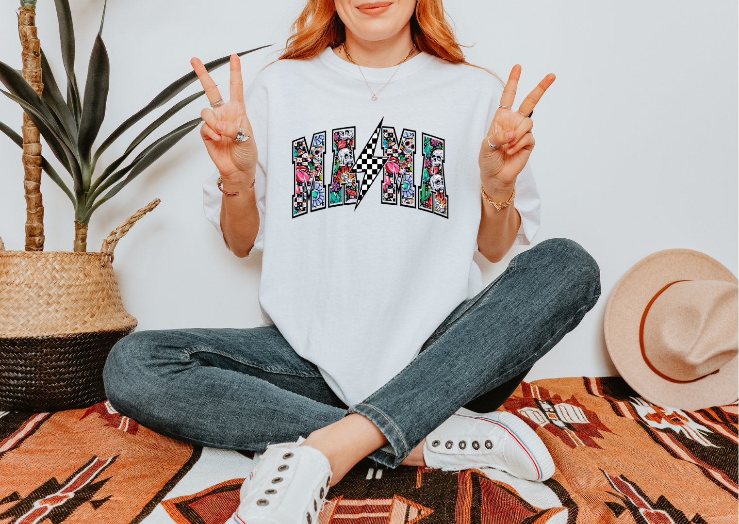 Miami Floral Lightning T-Shirt — Checkered Bolt Graphic Tee