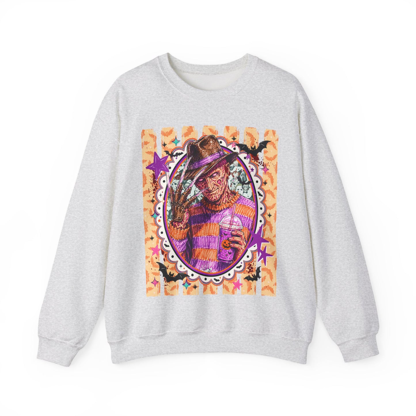Horror Icon Sweatshirt — Colorful Freddy Krueger Portrait Crewneck