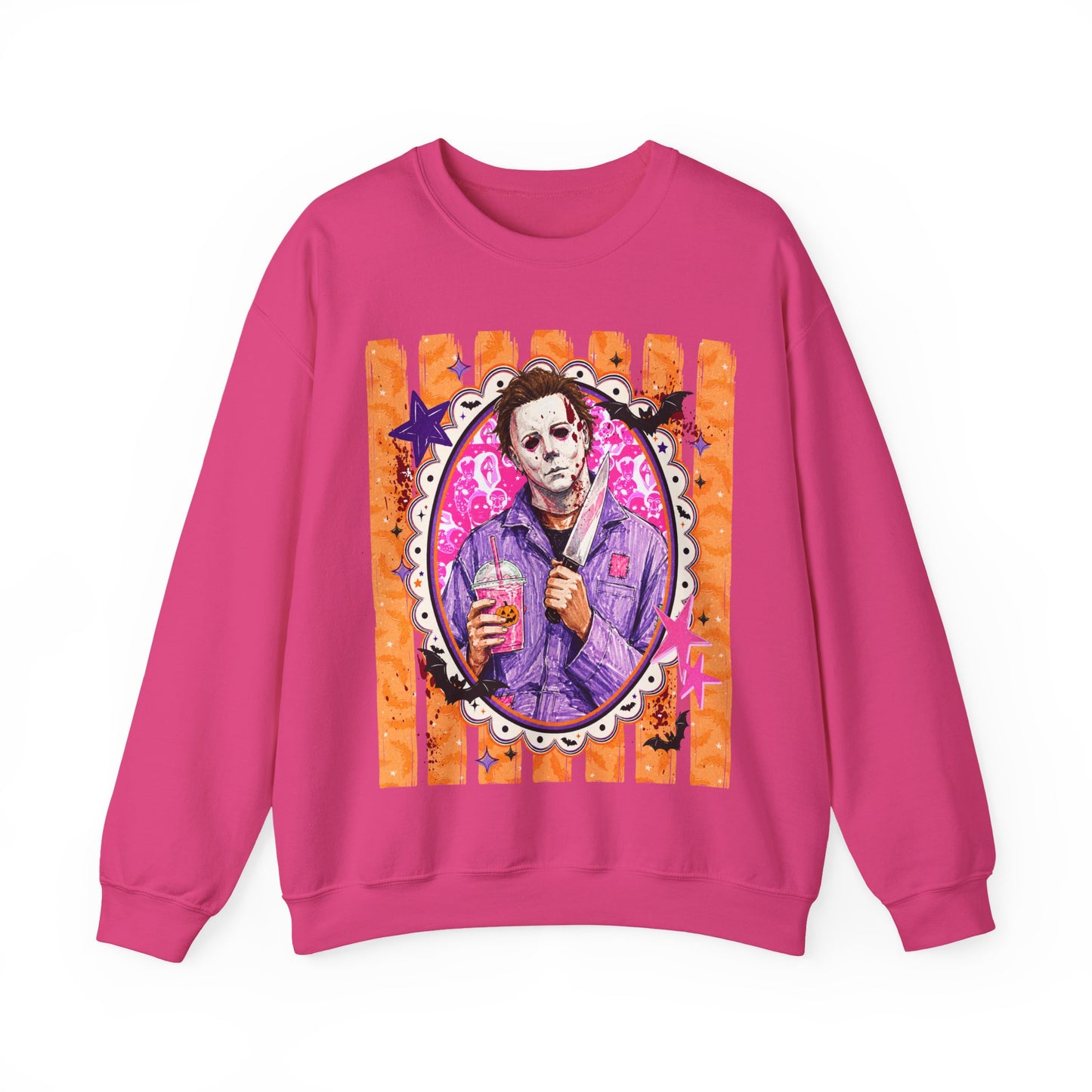 Horror Portrait Crewneck Sweatshirt — Retro Masked Slasher Design