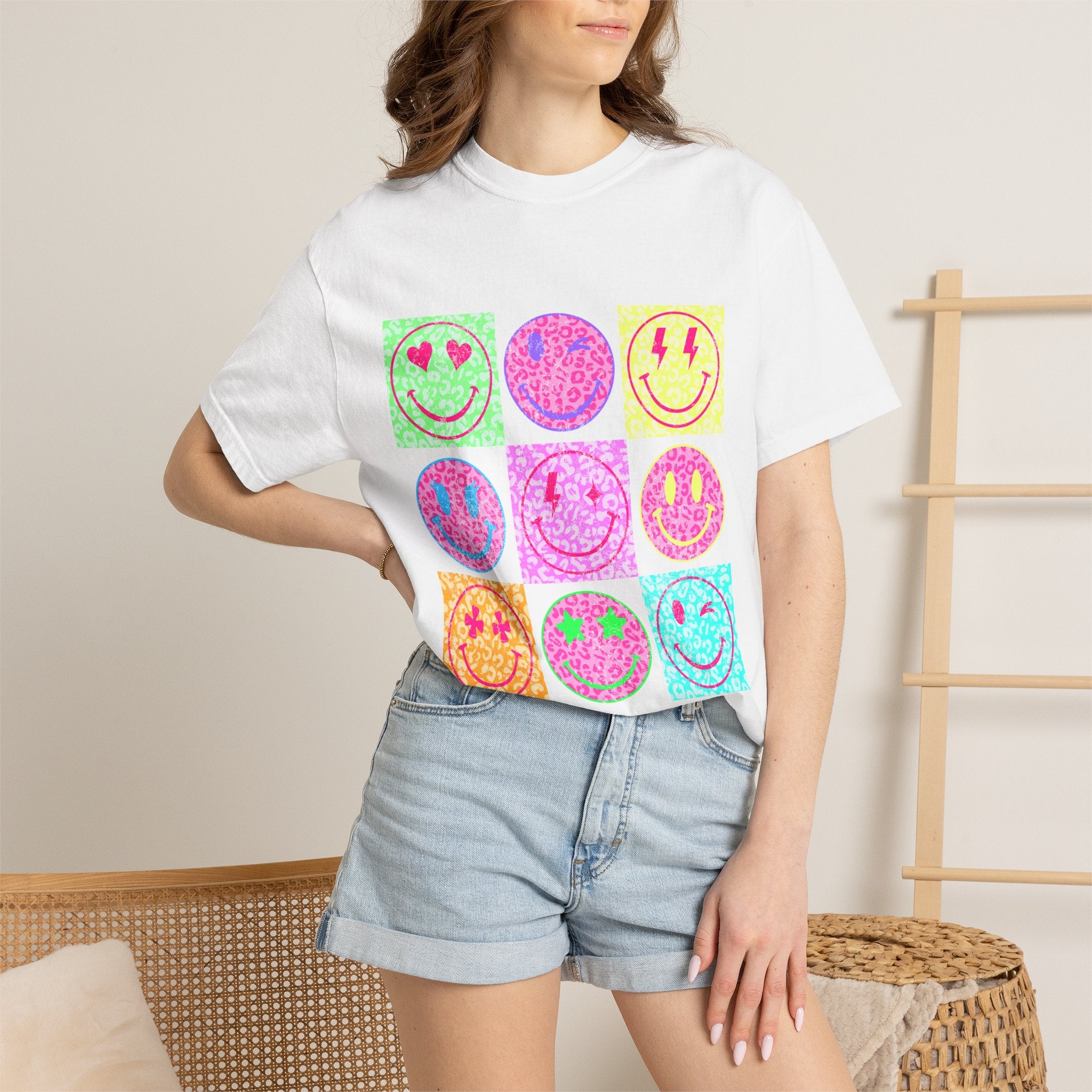 Neon Retro Happy Face T-Shirt