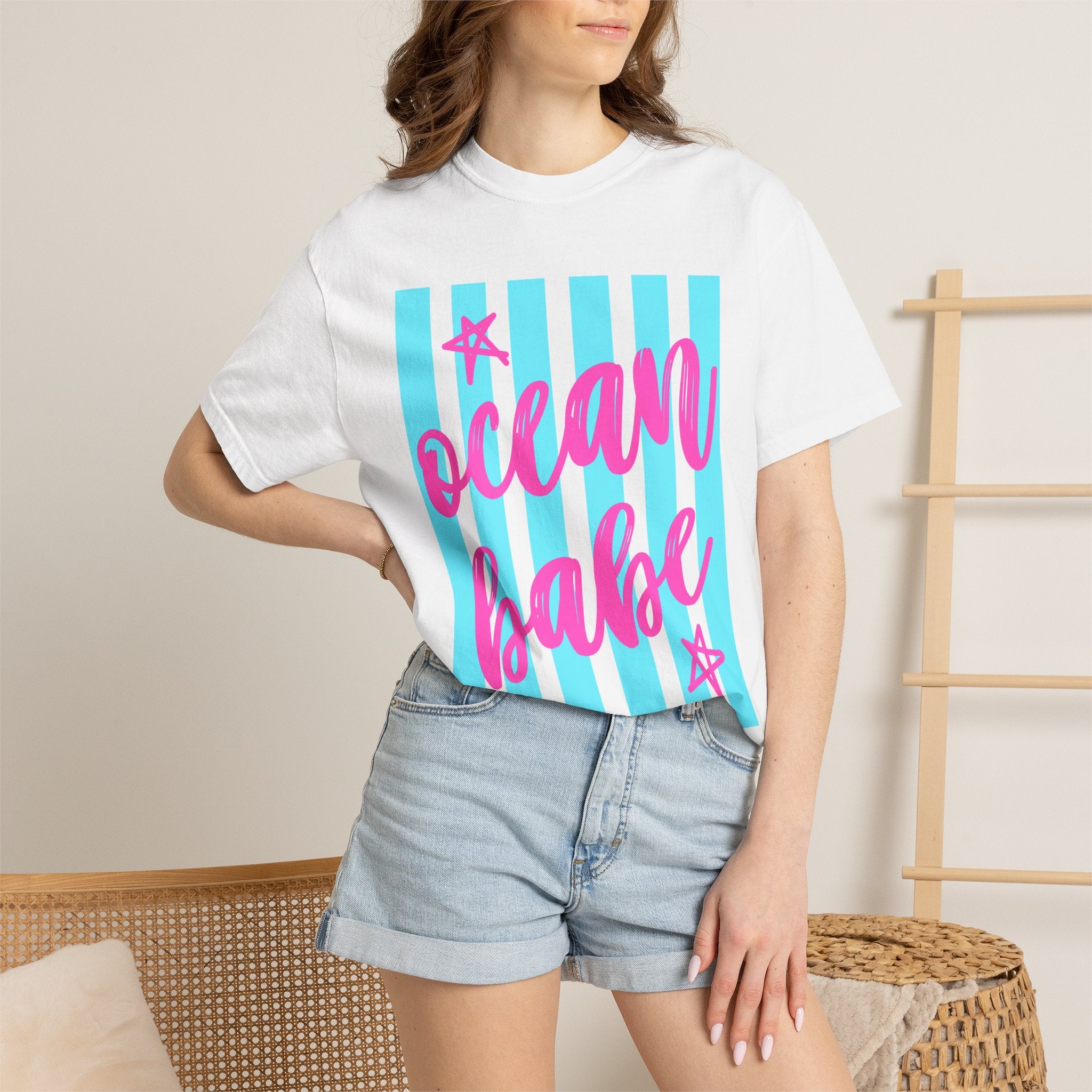 Ocean Babe T-Shirt — Retro Striped Beach Graphic Tee
