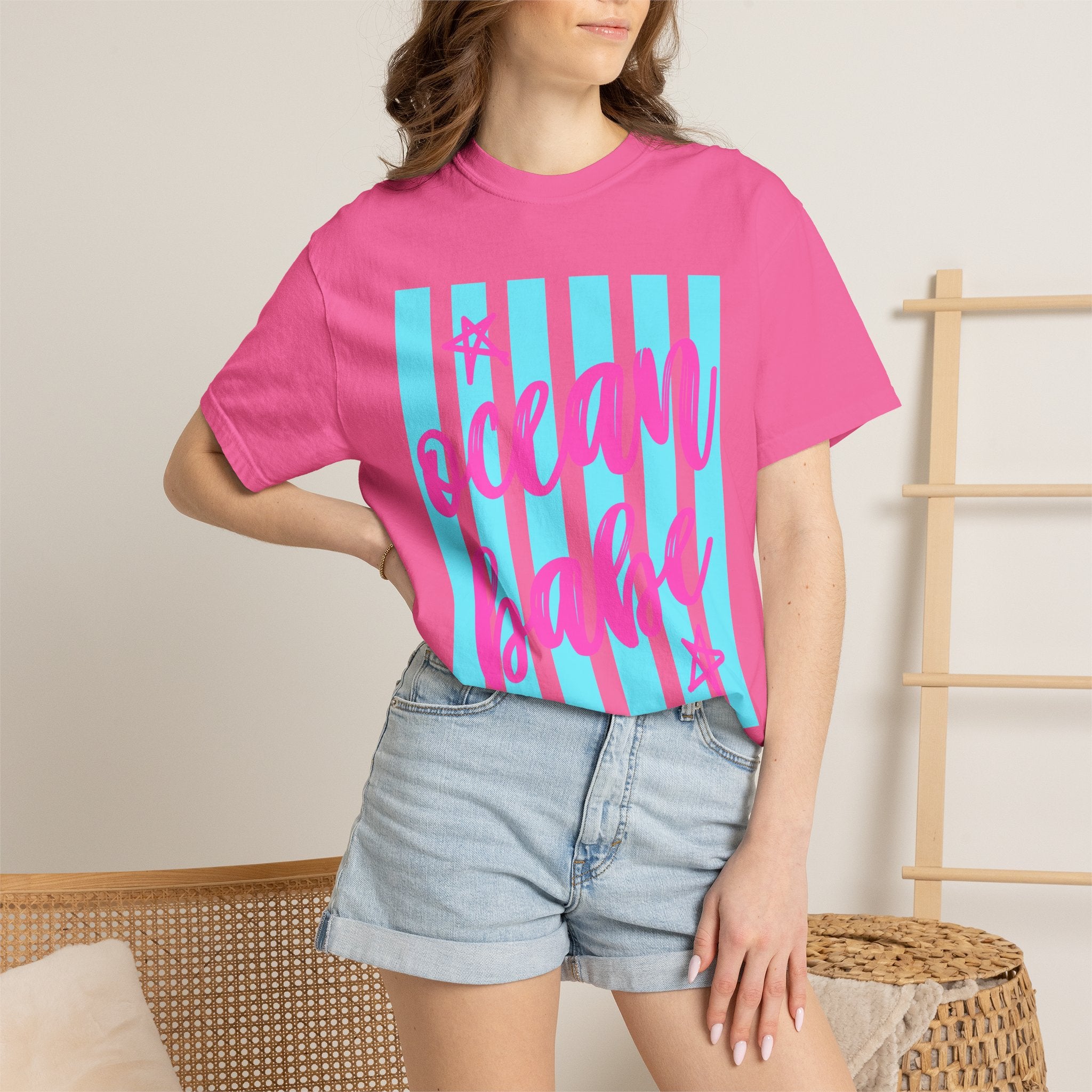 Ocean Babe T-Shirt — Retro Striped Beach Graphic Tee