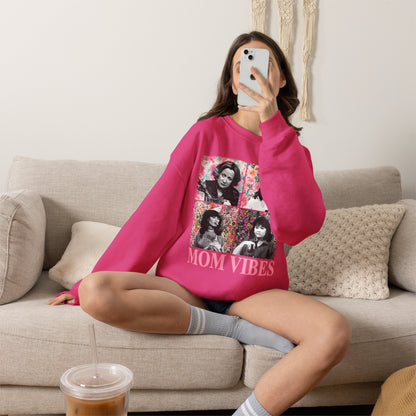 Mom Vibes Crewneck Sweatshirt — Retro Floral Mom Graphic Pullover