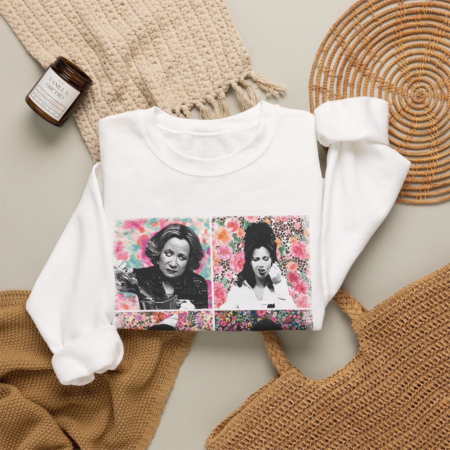 Mom Vibes Crewneck Sweatshirt — Retro Floral Mom Graphic Pullover