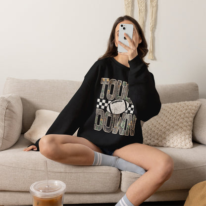 Touchdown Football Crewneck Sweatshirt — Vintage Camo Checkerboard