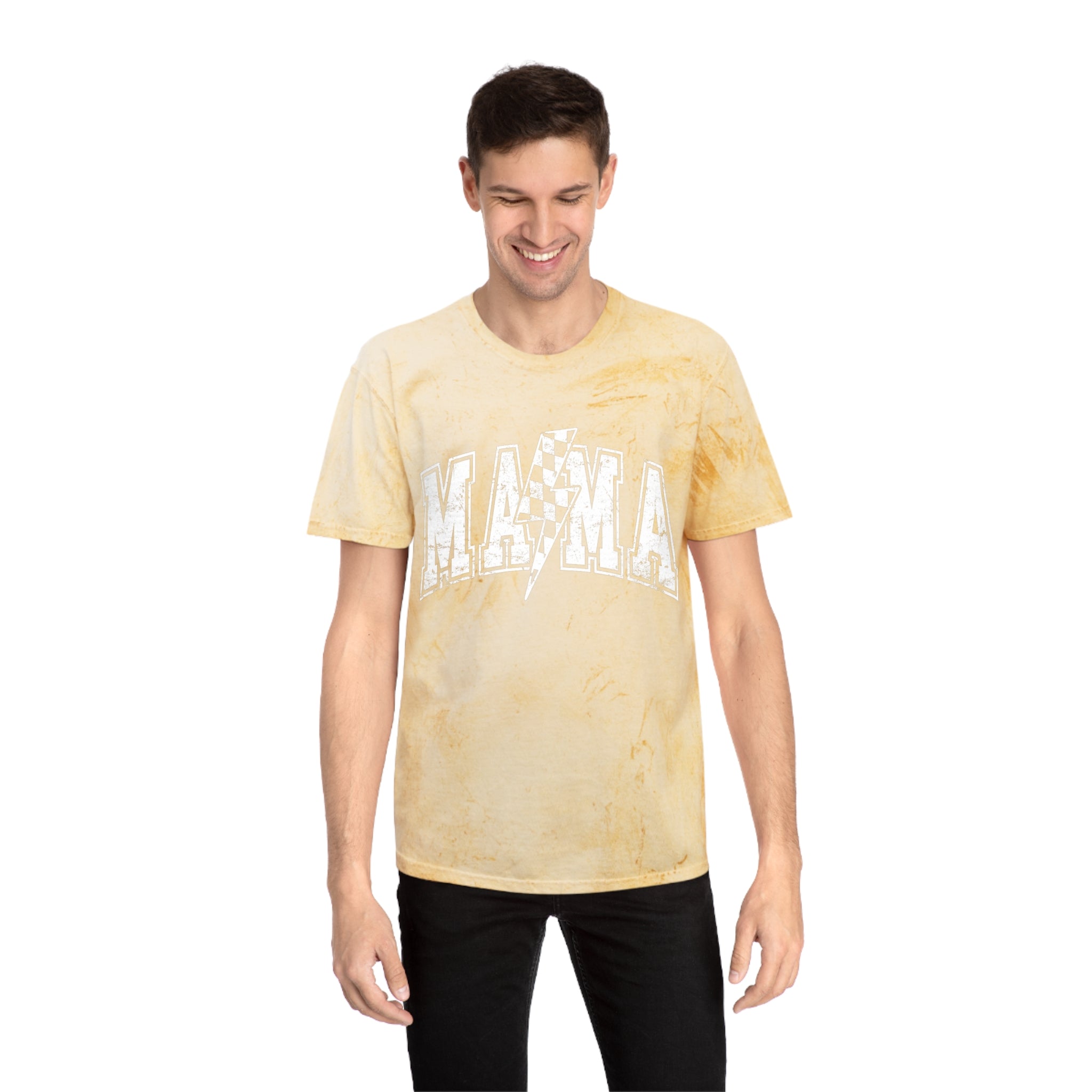 Mama Tie-Dye Tee — Vintage Lightning Graphic Mom Shirt