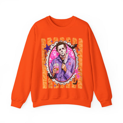 Horror Portrait Crewneck Sweatshirt — Retro Masked Slasher Design