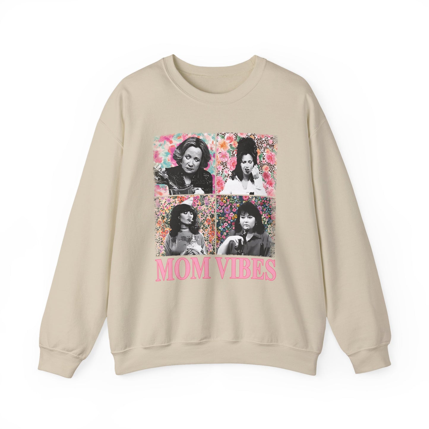 Mom Vibes Crewneck Sweatshirt — Retro Floral Mom Graphic Pullover