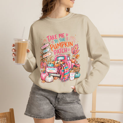Pumpkin Patch Crewneck Sweatshirt — "Take Me to the Pumpkin Patch" Fall Sweater