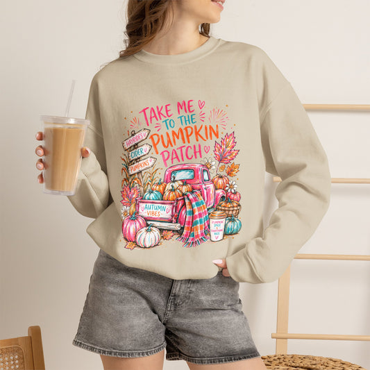 Pumpkin Patch Crewneck Sweatshirt — "Take Me to the Pumpkin Patch" Fall Sweater