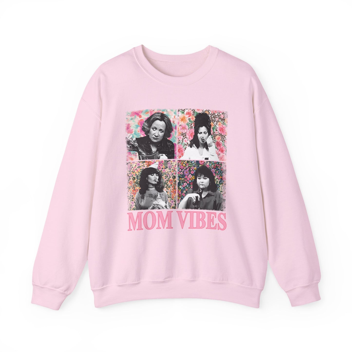 Mom Vibes Crewneck Sweatshirt — Retro Floral Mom Graphic Pullover