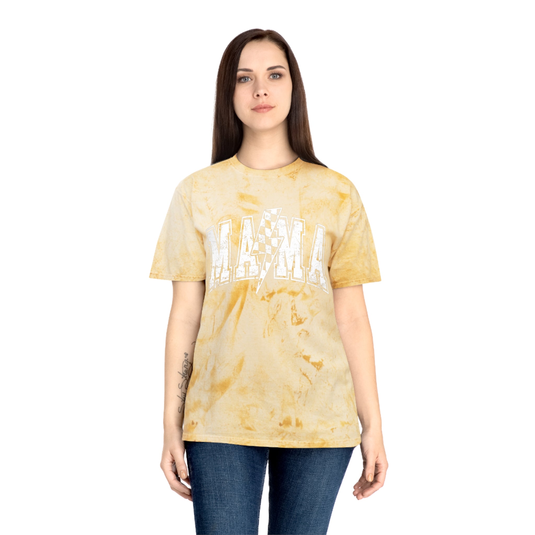 Mama Tie-Dye Tee — Vintage Lightning Graphic Mom Shirt