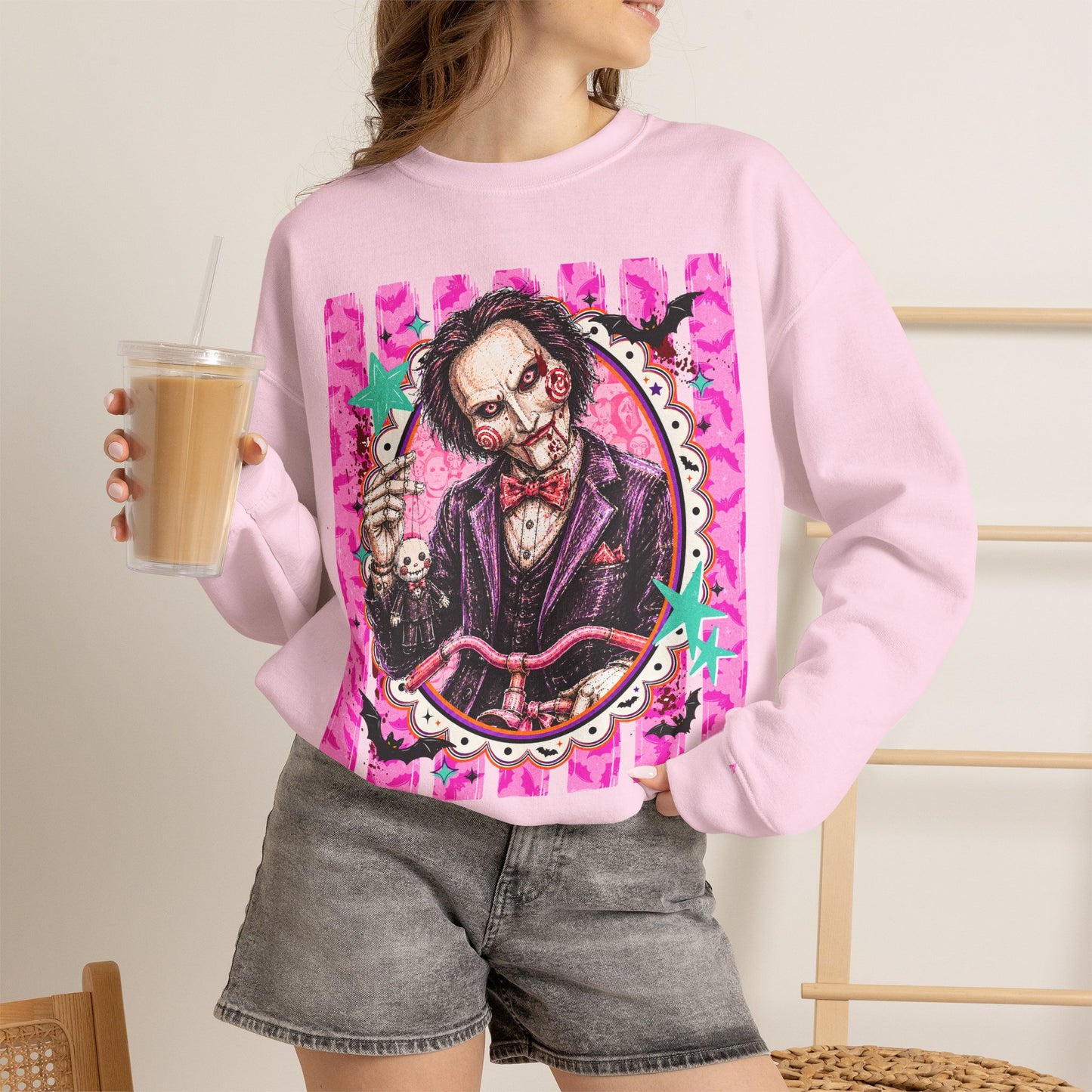 Horror Puppet Portrait Crewneck Sweatshirt