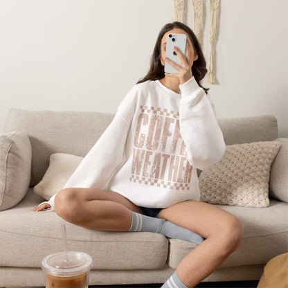 Coffee Weather Crewneck Sweatshirt — Vintage Coffee Vibe Cozy Pullover