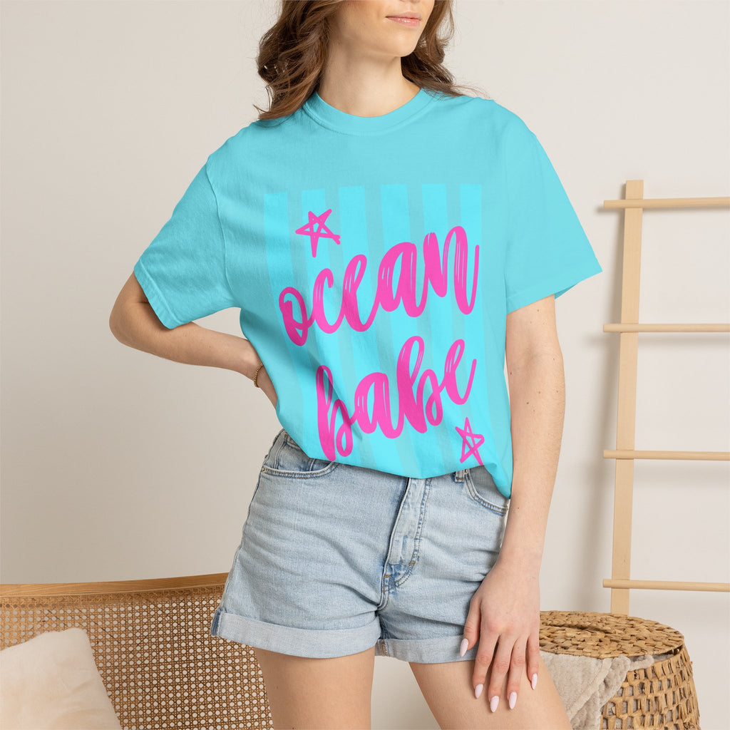 Ocean Babe T-Shirt — Retro Striped Beach Graphic Tee