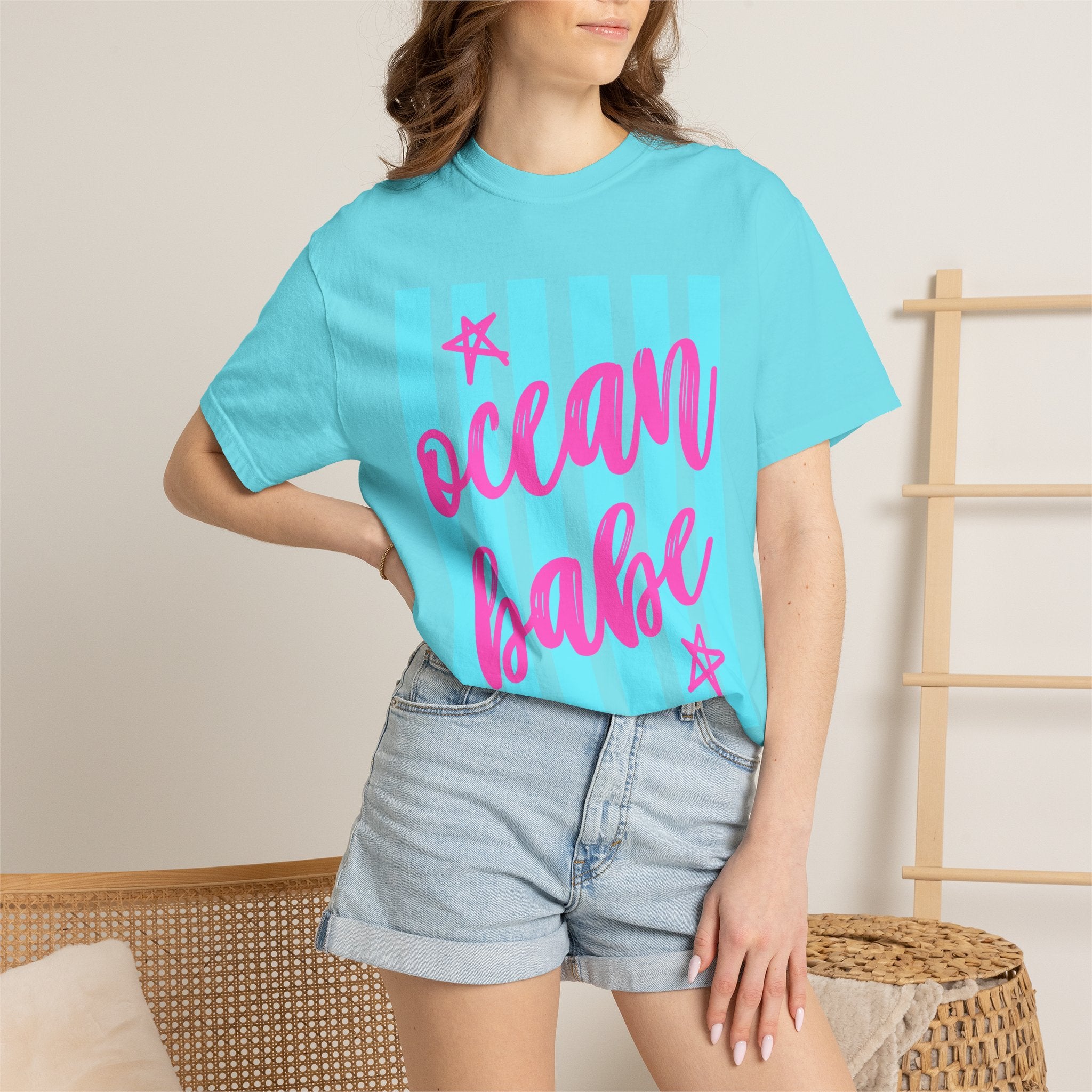 Ocean Babe T-Shirt — Retro Striped Beach Graphic Tee