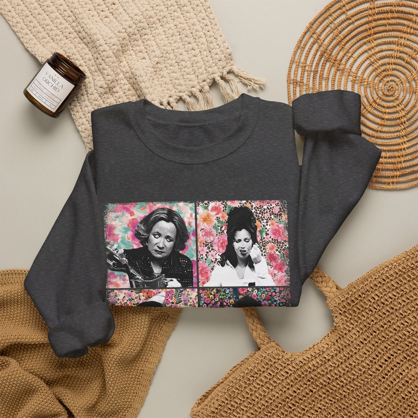 Mom Vibes Crewneck Sweatshirt — Retro Floral Mom Graphic Pullover