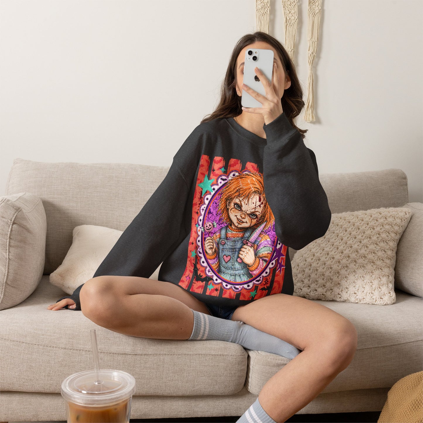 Chucky Horror Crewneck Sweatshirt — Retro Killer Doll Graphic