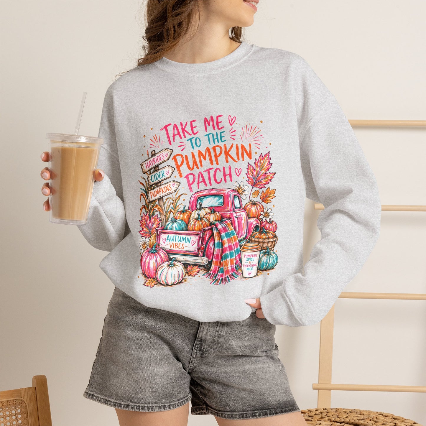 Pumpkin Patch Crewneck Sweatshirt — "Take Me to the Pumpkin Patch" Fall Sweater
