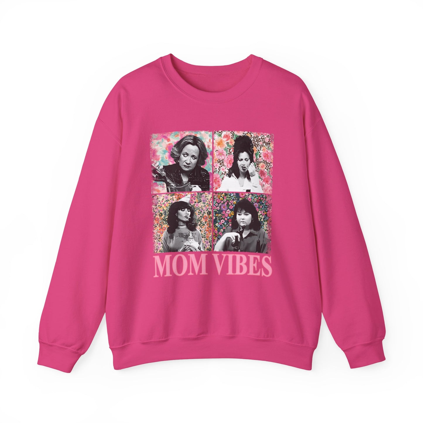 Mom Vibes Crewneck Sweatshirt — Retro Floral Mom Graphic Pullover
