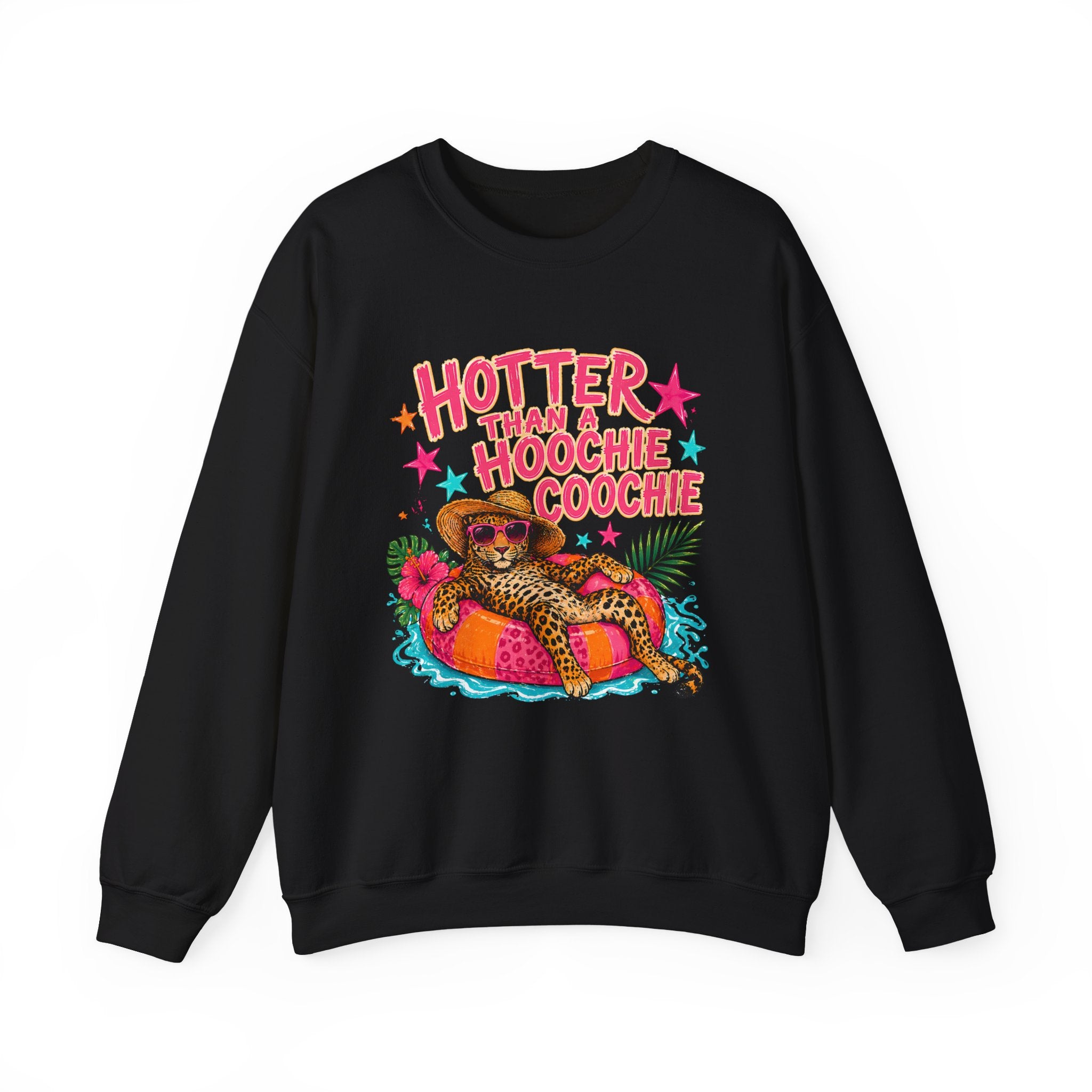 Sweatshirt - "Hotter Than a Hoochie Coochie" Leopard Pool Float Crewneck