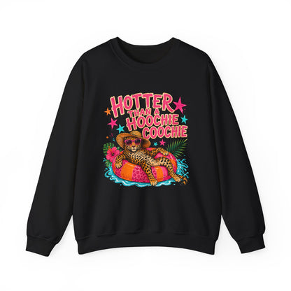 Sweatshirt - "Hotter Than a Hoochie Coochie" Leopard Pool Float Crewneck