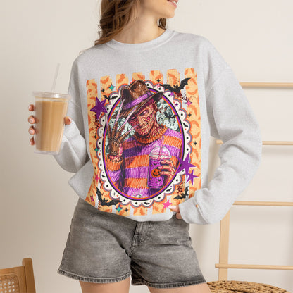 Horror Icon Sweatshirt — Colorful Freddy Krueger Portrait Crewneck